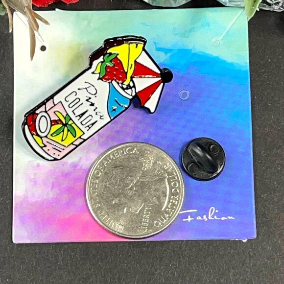 Pina Colada Cocktail Lapel Pin Umbrella Drink Food Pin Brooch Badge Accessories - Picture 5 of 7